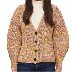 BA&SH Gilet Haili Knit Button Sweater Reversible Cardigan Size Medium